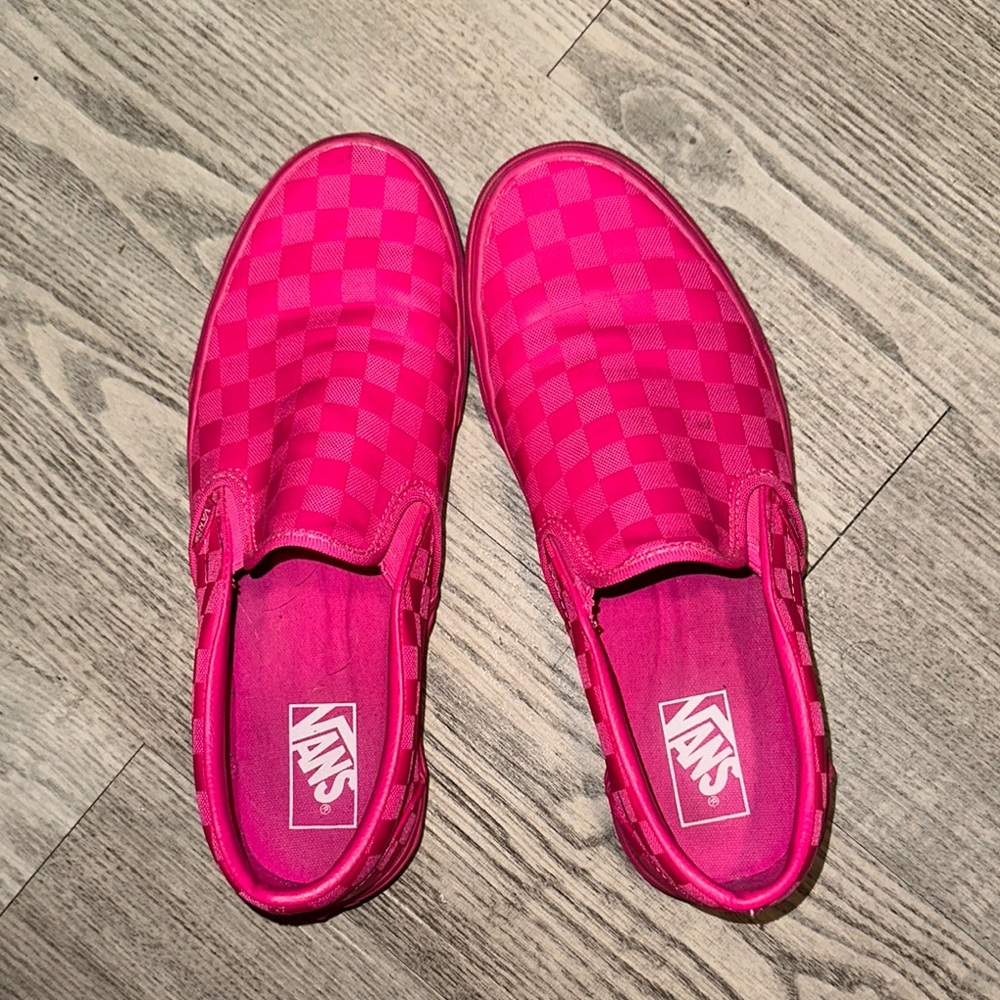 Vans Pink Checkered Slip-On Shoes